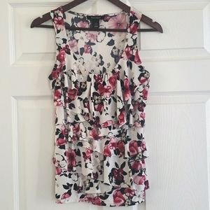 WHBM ruffle floral tank top